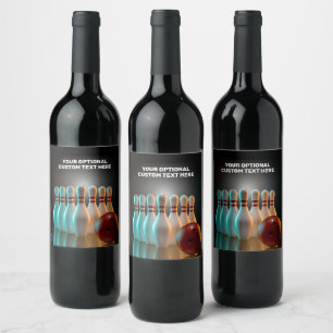 Custom Text Bowling Strike Wine Label