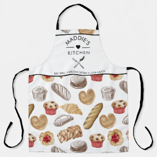 Custom Text Bread Baker Pattern Apron