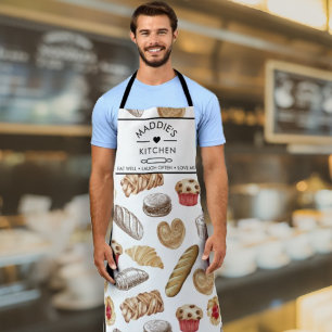 Custom Text Bread Baker Pattern Apron