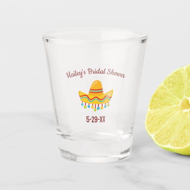 Custom Text Bridal Shower Personalized Sombrero Shot Glass (Front)