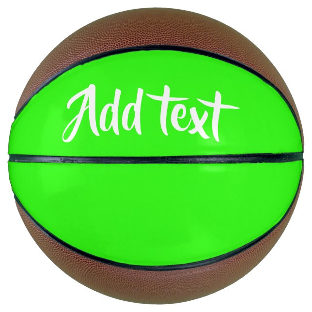Custom text bright green plain basketball (Front)