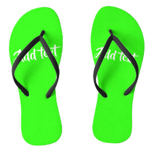 Custom text bright green plain flip flops