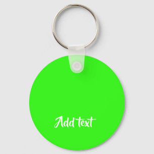 Custom text bright green plain keychain