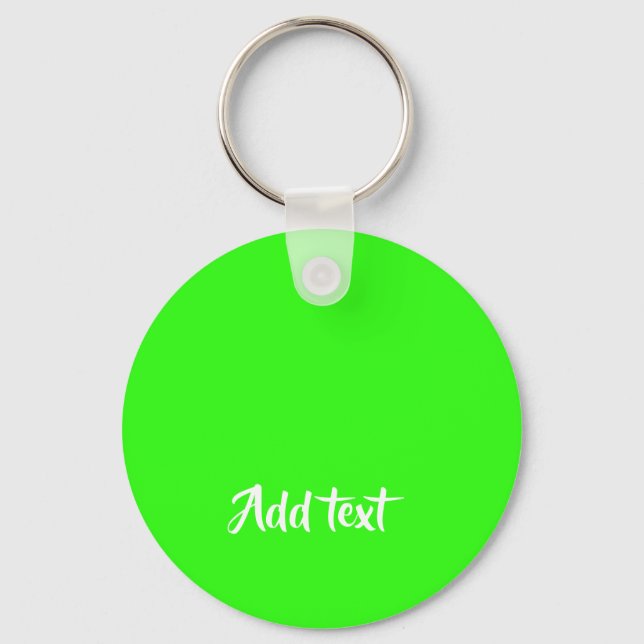 Custom text bright green plain keychain (Front)