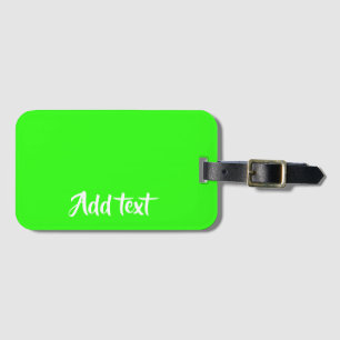 Custom text bright green plain luggage tag