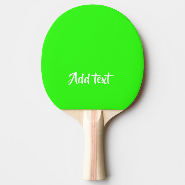 Custom text bright green plain ping pong paddle (Front)