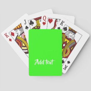 Custom text bright green plain playing cards