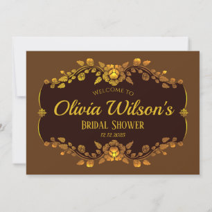 Custom Text Brown and Gold Elegant Bridal Shower  Invitation