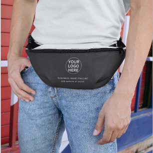 Custom Text & Business Logo l Branded Grey Promo Fanny Pack