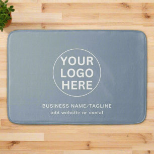 Custom Text & Business Logo l Dusty Blue Promo Bath Mat