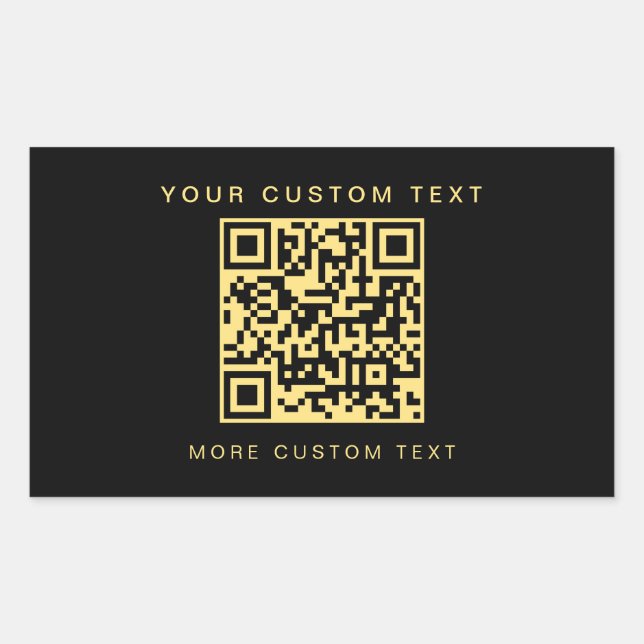 Custom Text Business QR Code Template Black & Gold Sticker (Front)
