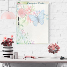 Custom Text Butterfly and Flowers Floral Theme