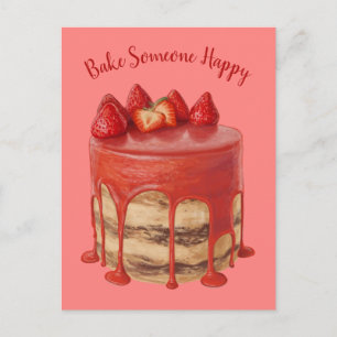 Custom text Cake Illustration postcard