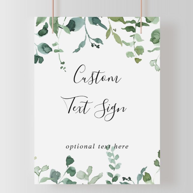Custom Text Calligraphy Script Green Foliage Sign (Creator Uploaded)