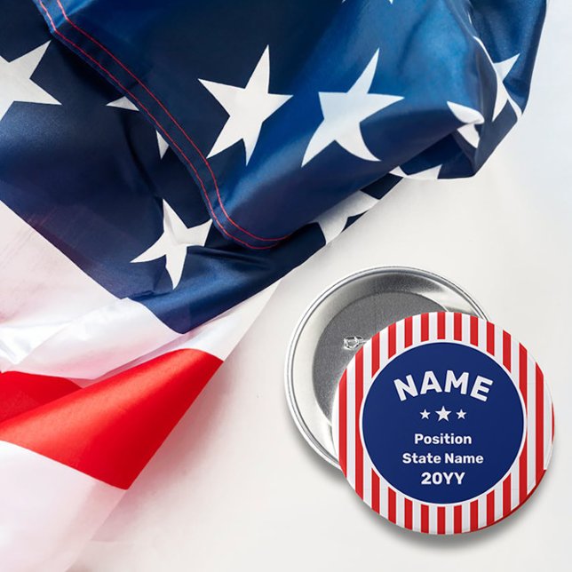 Custom Text Campaign Election USA Flag Button (Creator Uploaded)