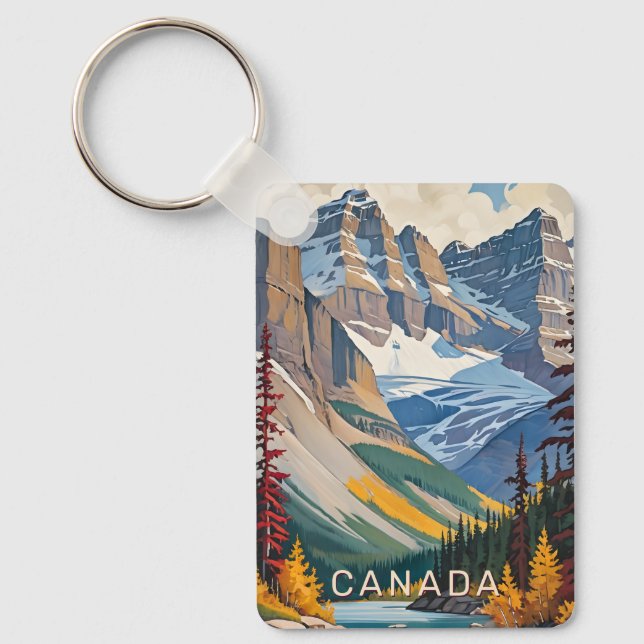 Custom Text Canada Travel Poster Keychain (Front)