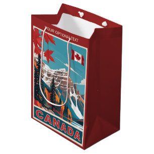 Custom Text Canada Travel Poster Medium Gift Bag
