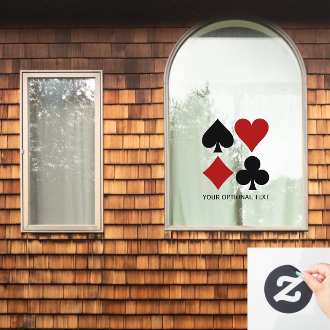 Custom text Card Suits Window Cling (Home Window)