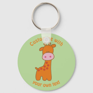 Custom Text Cartoon Giraffe  Keychain