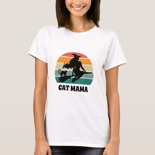 Custom text Cat Witch modern halloween T-Shirt (Front)