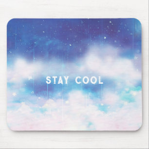 Custom Text Celestial Blue Nebula Mouse Pad