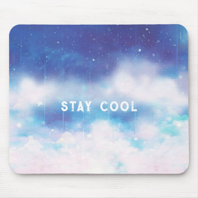 Custom Text Celestial Blue Nebula Mouse Pad (Front)