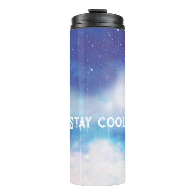 Custom Text Celestial Blue Nebula Thermal Tumbler (Front)