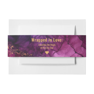 Custom text Celestial Elegance The Marble Symphony Invitation Belly Band