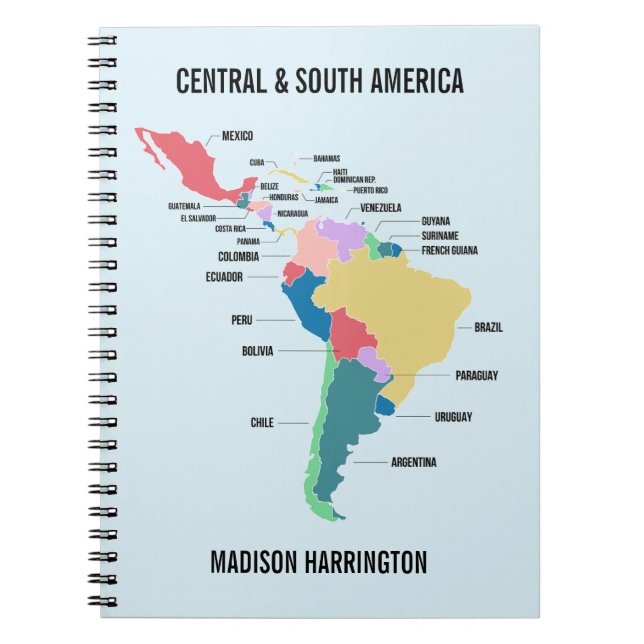 Custom Text Central & South America Notebook (Front)