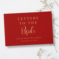 Custom Text Cherry Red Gold Letters to the Bride
