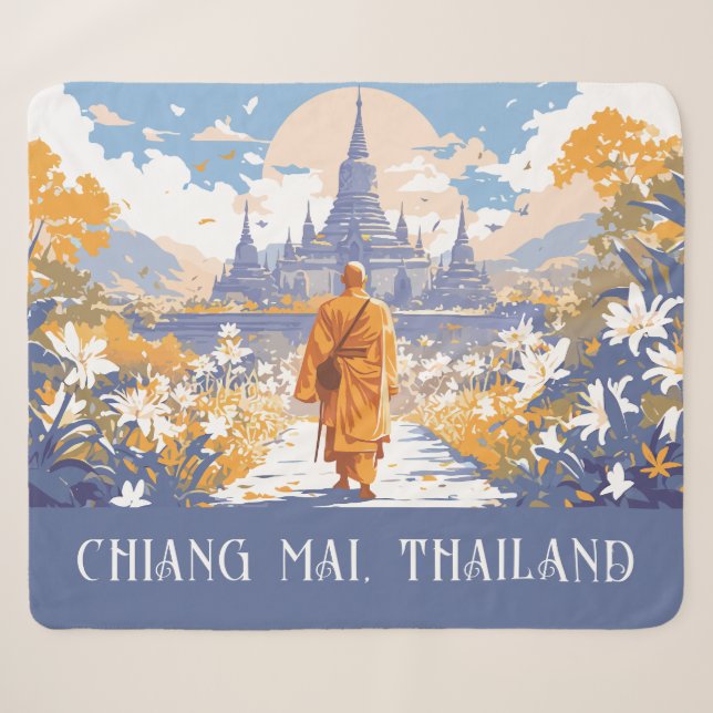 Custom Text Chiang Mai Thailand Sherpa Blanket (Front (Horizontal))