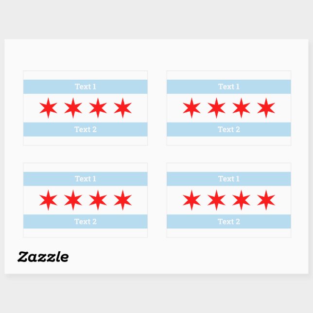 Custom Text Chicago Flag 6-Pointed Stars | 2 Lines Sticker (Sheet)