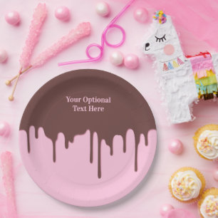 Custom Text Chocolate Drip Paper Plate