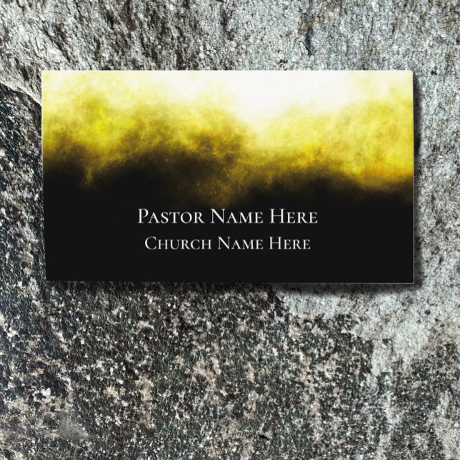 Custom Text Christian Church Pastor Personalized  Business Card (Unique golden light nebula business card. Customize with contacts and custom text on back.)