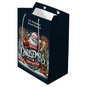 Custom Text Christmas Santa Medium Gift Bag