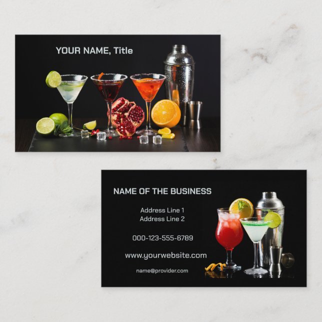 Custom Text Cocktails Business Card (Front/Back)