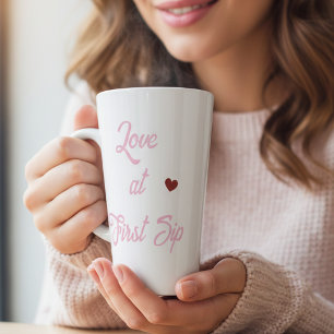Custom Text Coffee and Kisses Valentine's Day Gift Latte Mug