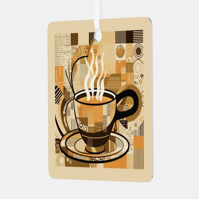 Custom Text Coffee Metal Ornament (Front Left)