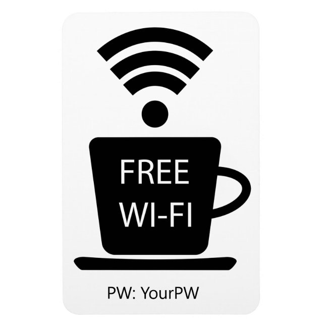 Custom Text Coffeeshop Free Wi-Fi Magnet (Vertical)
