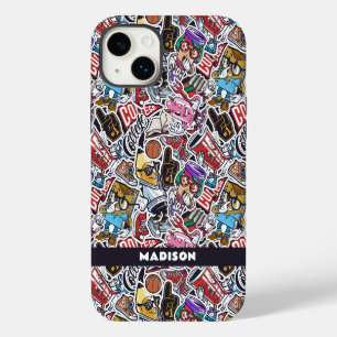 Custom Text College Comics Pattern iPhone 14 Plus Case