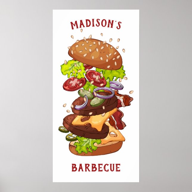 Custom text & color Big Burger poster (Front)