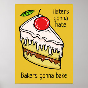 Custom text & color Cake Slice poster