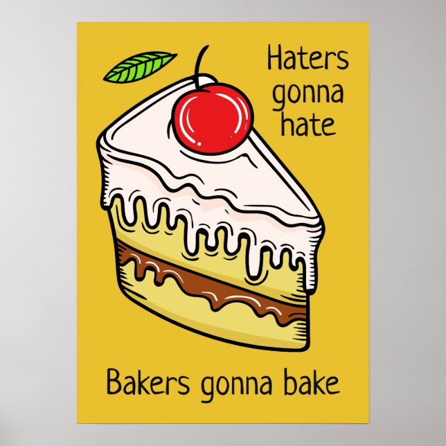 Custom text & color Cake Slice poster (Front)