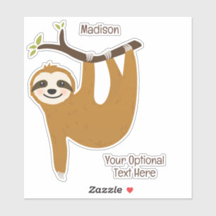 Custom Text & Color Cute Sloth