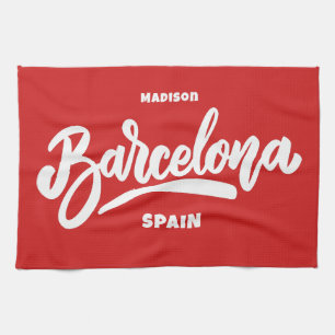 Custom Text & Colour Barcelona Kitchen Towel