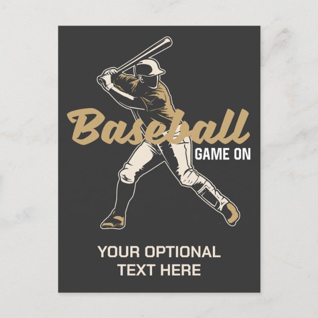 Custom Text & Colour Baseball Player Postcard (Front)