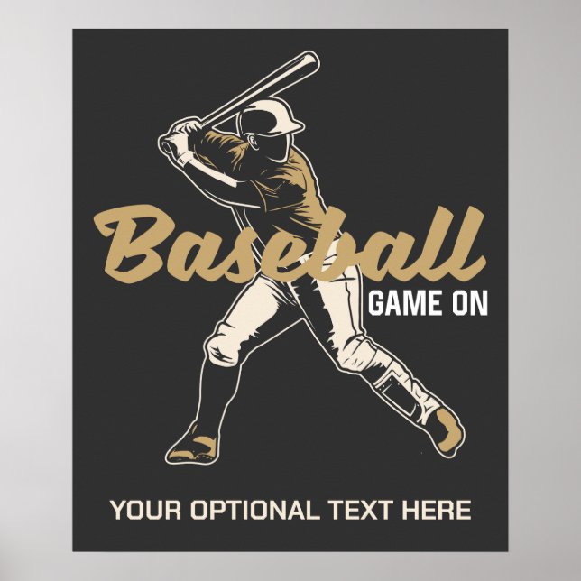 Custom Text & Colour Baseball Player Poster (Front)