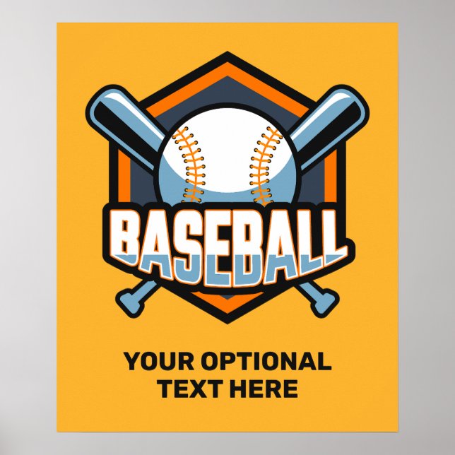 Custom Text & Colour Baseball Poster (Front)