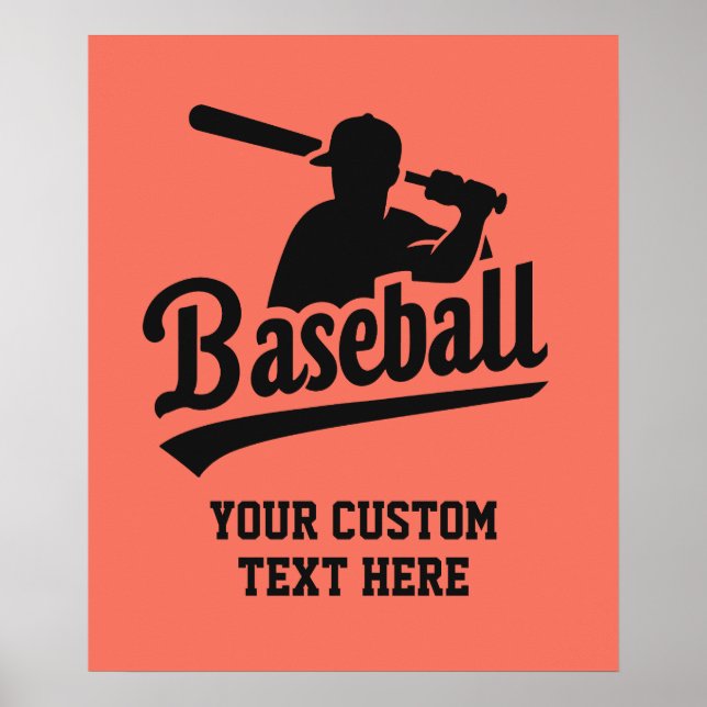 Custom Text & Colour Baseball Poster (Front)