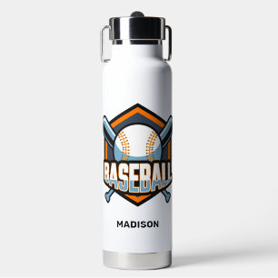 Custom Text & Colour Baseball Water Bottle